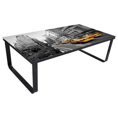 vidaXL Coffee Table with Glass Top Rectangular - Multicolour - 90 x 45 x 32 cm
