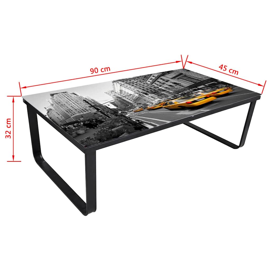 vidaXL Coffee Table with Glass Top Rectangular - Multicolour - 90 x 45 x 32 cm