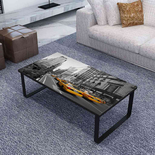 vidaXL Coffee Table with Glass Top Rectangular - Multicolour - 90 x 45 x 32 cm