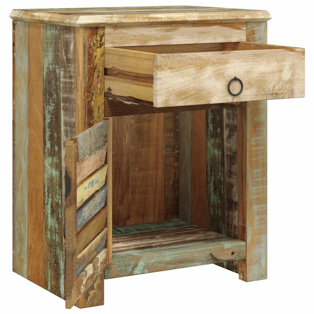 vidaXL End Table with 1 Drawer 1 Door Reclaimed Wood - Brown - 45 x 33 x 55 cm