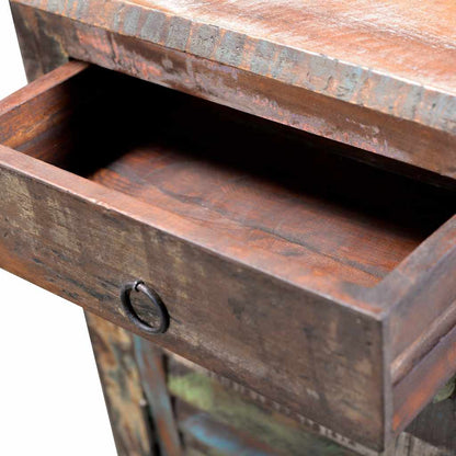 vidaXL End Table with 1 Drawer 1 Door Reclaimed Wood - Brown - 45 x 33 x 55 cm