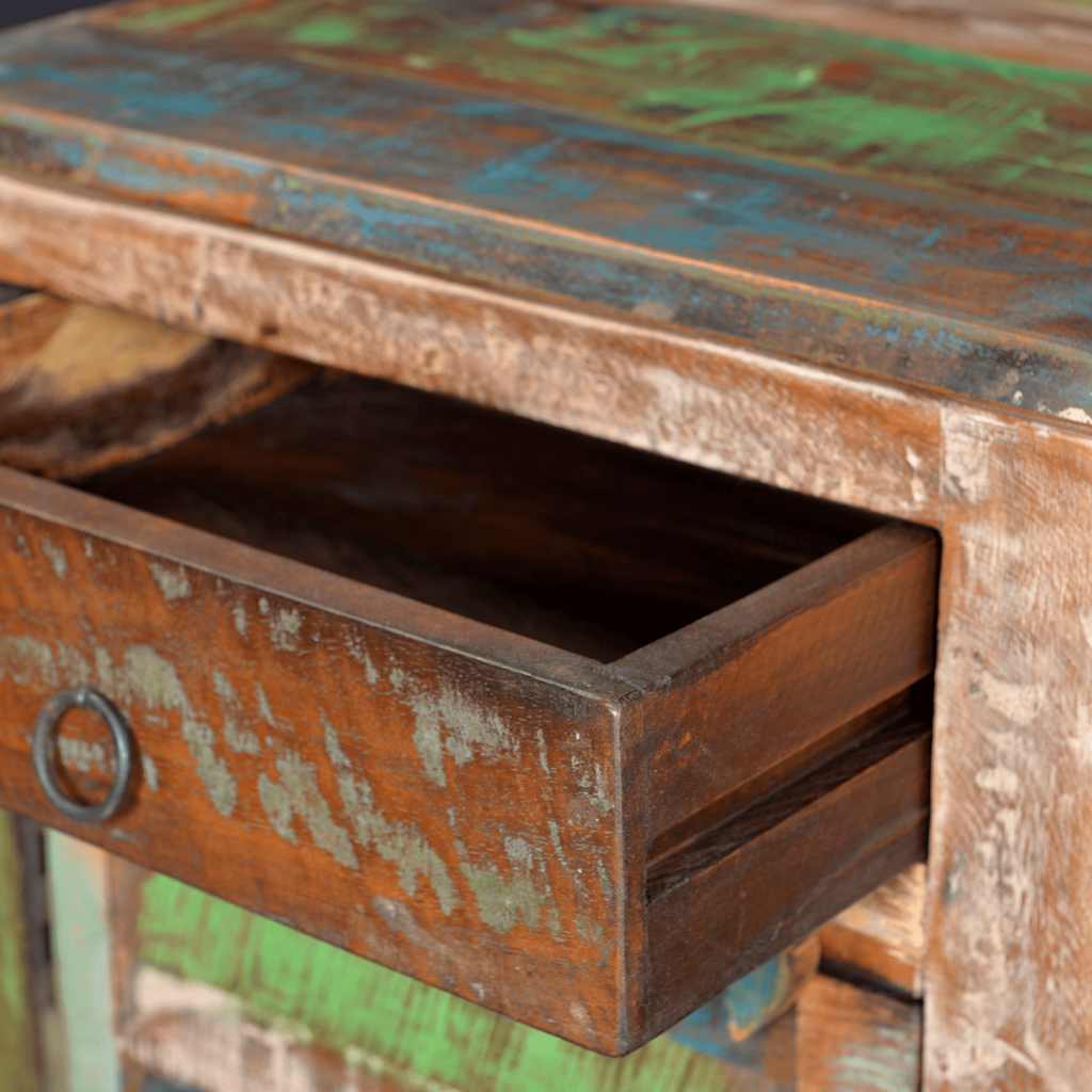 vidaXL End Table with 1 Drawer 1 Door Reclaimed Wood - Brown - 45 x 33 x 55 cm