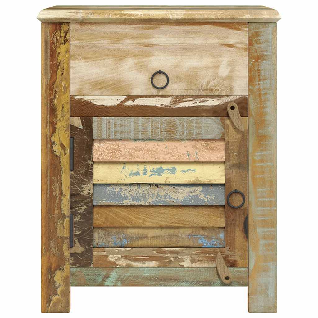 vidaXL End Table with 1 Drawer 1 Door Reclaimed Wood - Brown - 45 x 33 x 55 cm