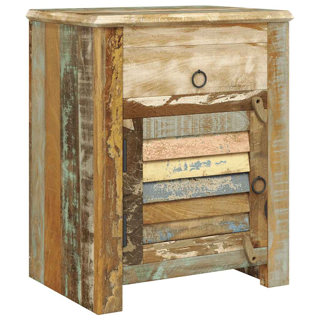 vidaXL End Table with 1 Drawer 1 Door Reclaimed Wood - Brown - 45 x 33 x 55 cm