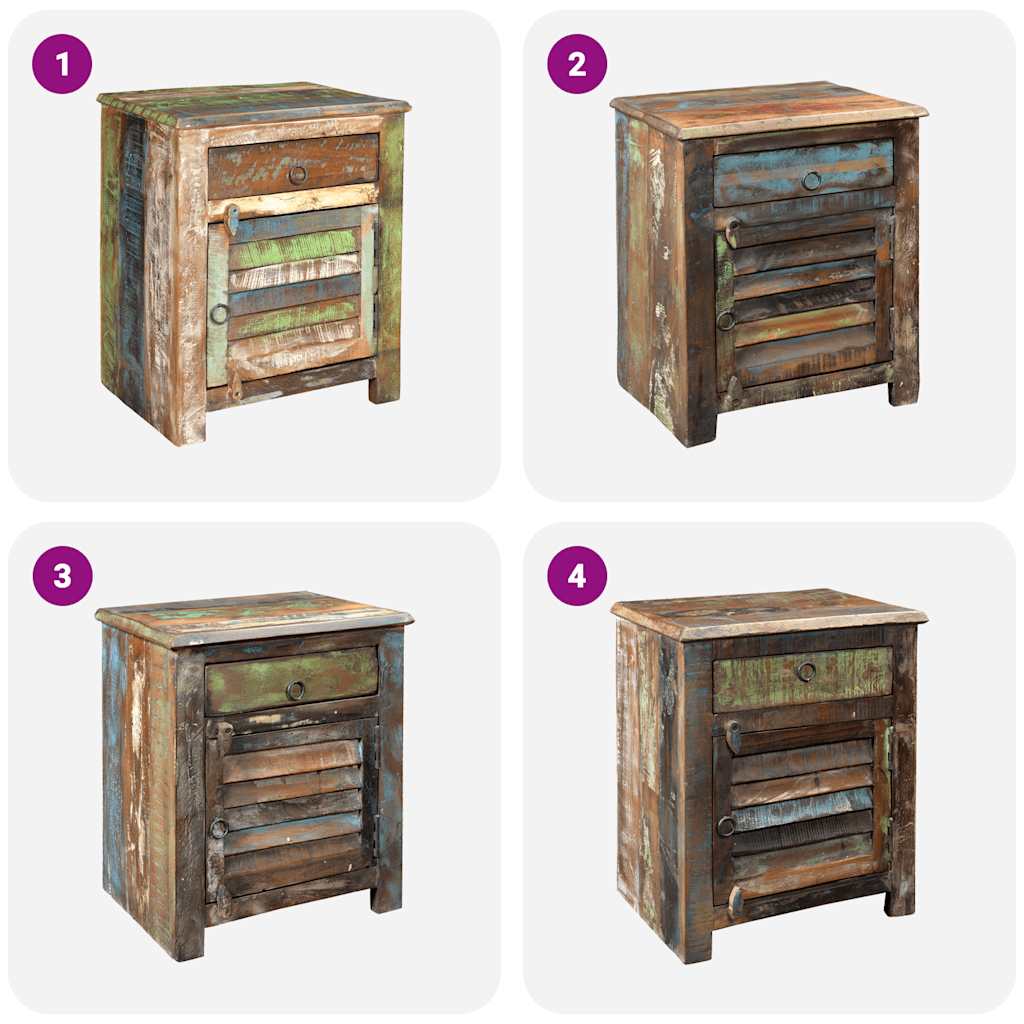 vidaXL End Table with 1 Drawer 1 Door Reclaimed Wood - Brown - 45 x 33 x 55 cm