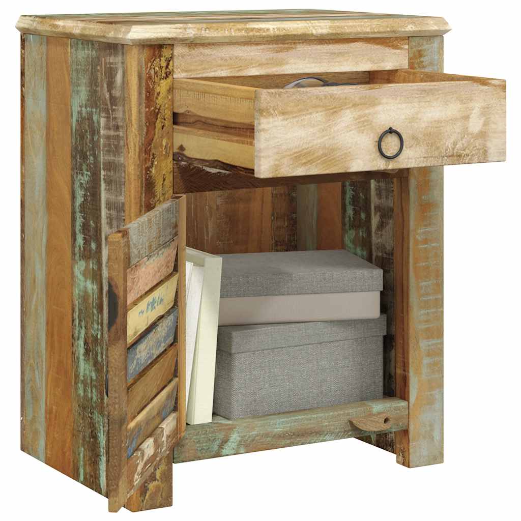 vidaXL End Table with 1 Drawer 1 Door Reclaimed Wood - Brown - 45 x 33 x 55 cm