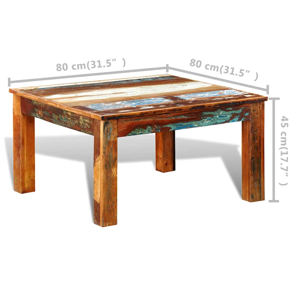 vidaXL Coffee Table Square Reclaimed Wood - Brown - 80 x 80 x 45 cm