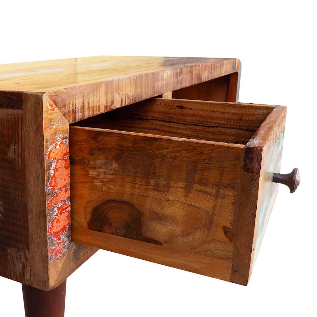 vidaXL Coffee Table with Curved Edge 1 Drawer Reclaimed Wood - Brown - 90 x 45 x 45 cm