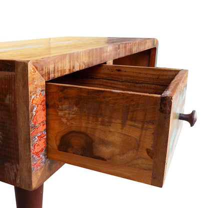 vidaXL Coffee Table with Curved Edge 1 Drawer Reclaimed Wood - Brown - 90 x 45 x 45 cm