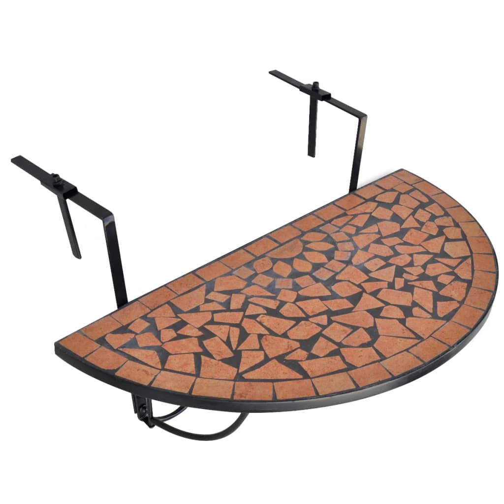 vidaXL Hanging Balcony Table Terracotta Mosaic - Brown - 76 x 56 x 64 cm