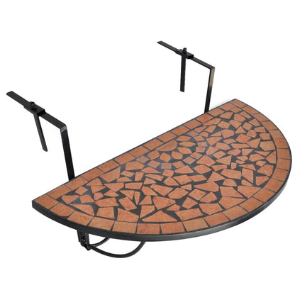 vidaXL Hanging Balcony Table Terracotta Mosaic - Brown - 76 x 56 x 64 cm
