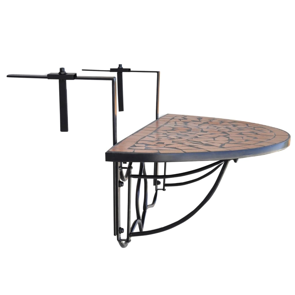 vidaXL Hanging Balcony Table Terracotta Mosaic - Brown - 76 x 56 x 64 cm