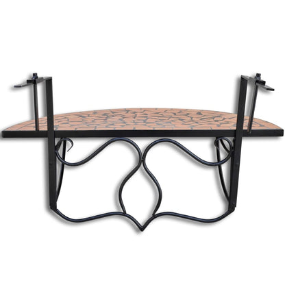 vidaXL Hanging Balcony Table Terracotta Mosaic - Brown - 76 x 56 x 64 cm
