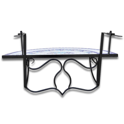 vidaXL Hanging Balcony Table Blue and White Mosaic - Multicolour - 76 x 56 x 64 cm