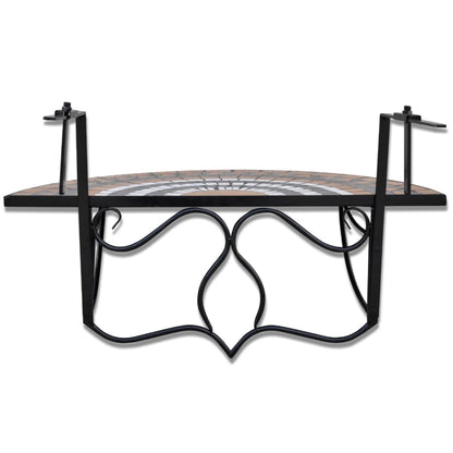 vidaXL Hanging Balcony Table Terracotta and White Mosaic - Brown - 76 x 56 x 64 cm