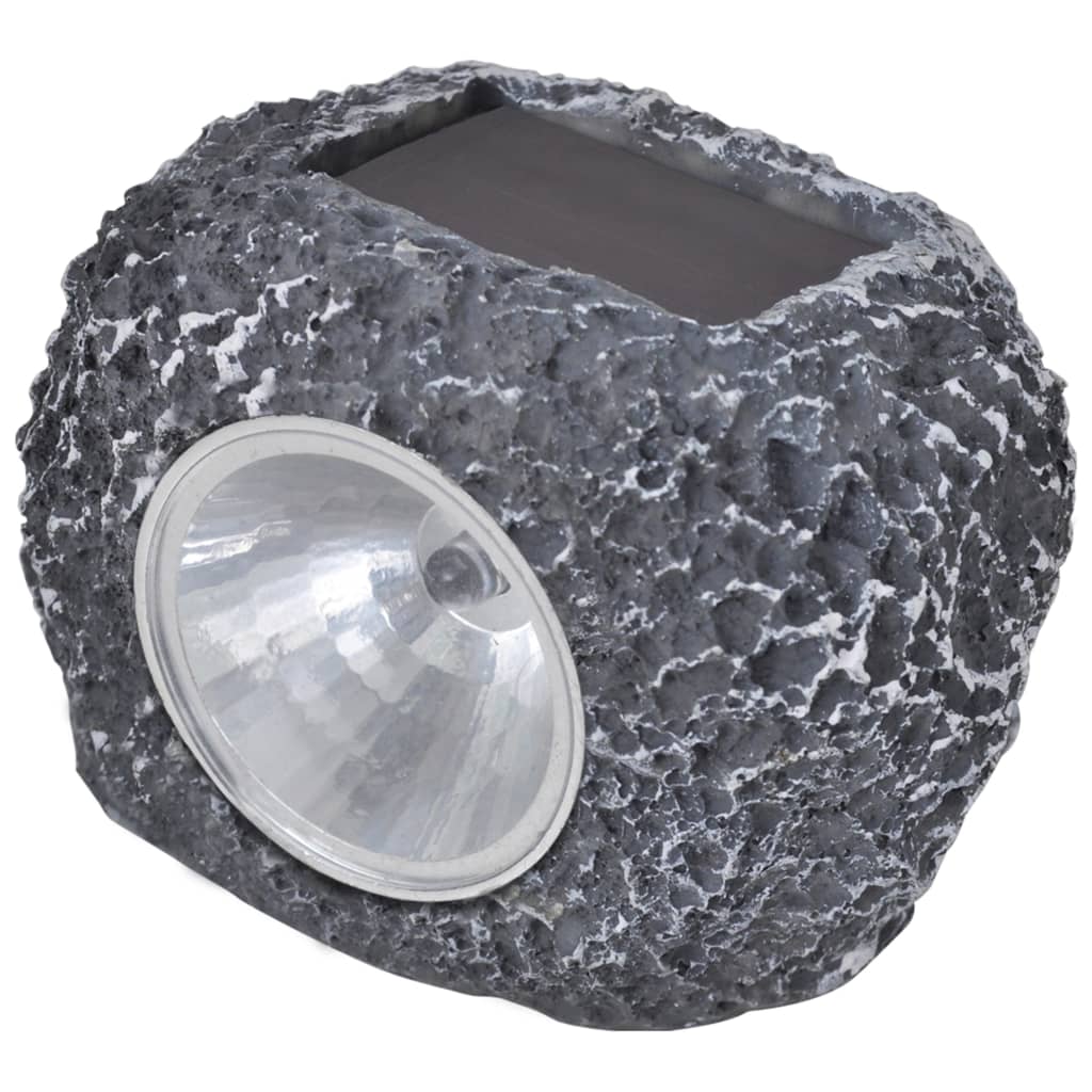 Outdoor Solar Powered LED Spotlight Stone Shape 12 pcs - Grey