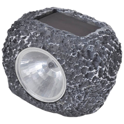 Outdoor Solar Powered LED Spotlight Stone Shape 12 pcs - Grey