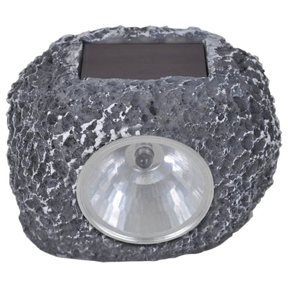 Outdoor Solar Powered LED Spotlight Stone Shape 12 pcs - Grey