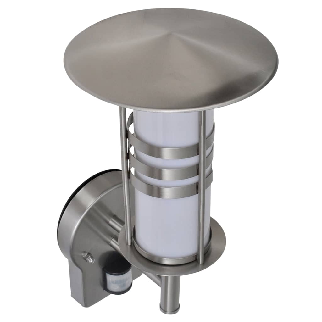 Wall Lamp Stainless Steel Pagoda Shape with Sensor - Silver