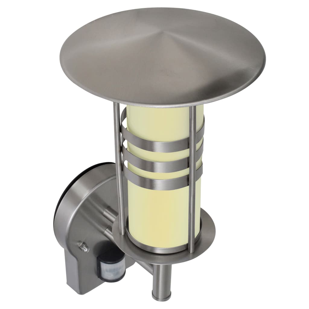 Wall Lamp Stainless Steel Pagoda Shape with Sensor - Silver