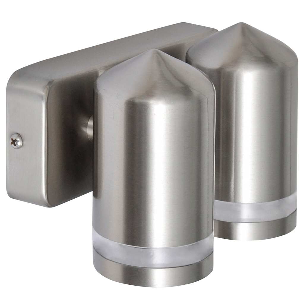 vidaXL LED Wall Lamp Stainless Steel Down with Cone Head - Silver