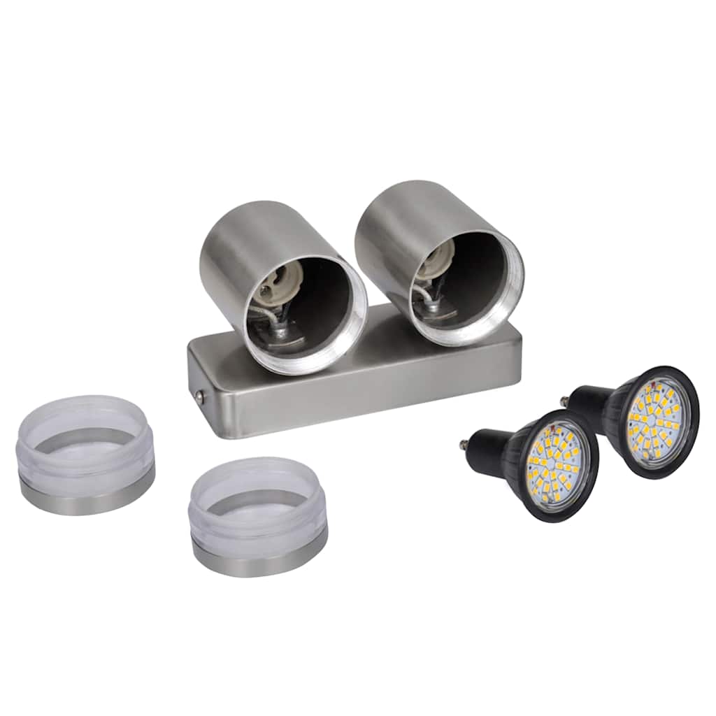 vidaXL LED Wall Lamp Stainless Steel Down with Cone Head - Silver