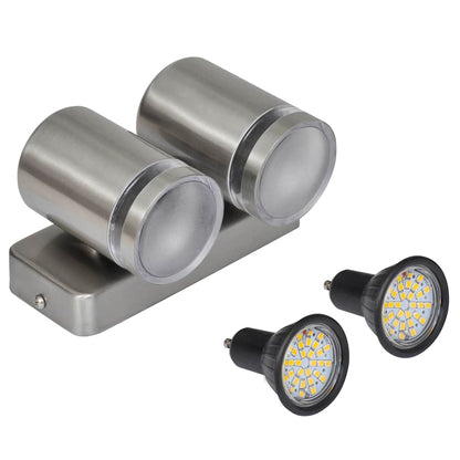 vidaXL LED Wall Lamp Stainless Steel Down with Cone Head - Silver