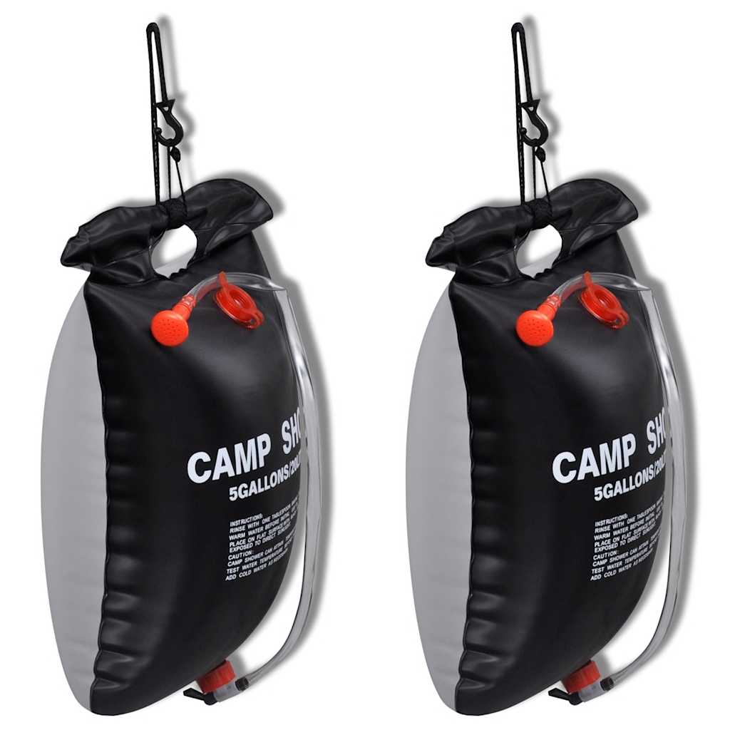 141122 Camp Shower Solar Shower Outdoor Bath 20 L 2 pcs - Black - 59.5 x 40 cm