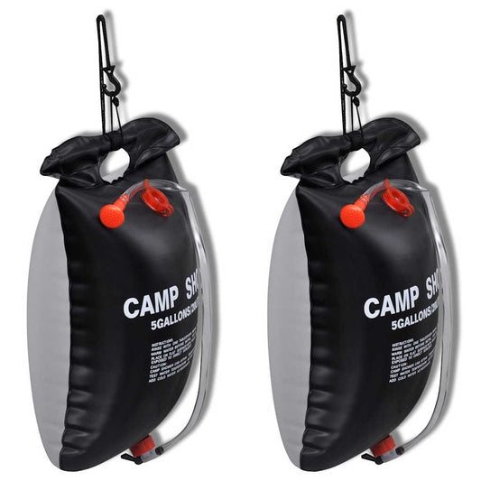141122 Camp Shower Solar Shower Outdoor Bath 20 L 2 pcs - Black - 59.5 x 40 cm