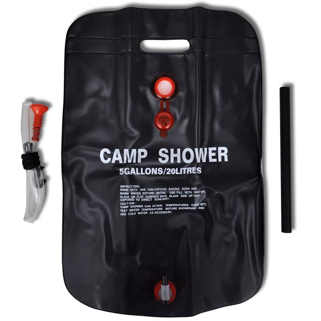 141122 Camp Shower Solar Shower Outdoor Bath 20 L 2 pcs - Black - 59.5 x 40 cm