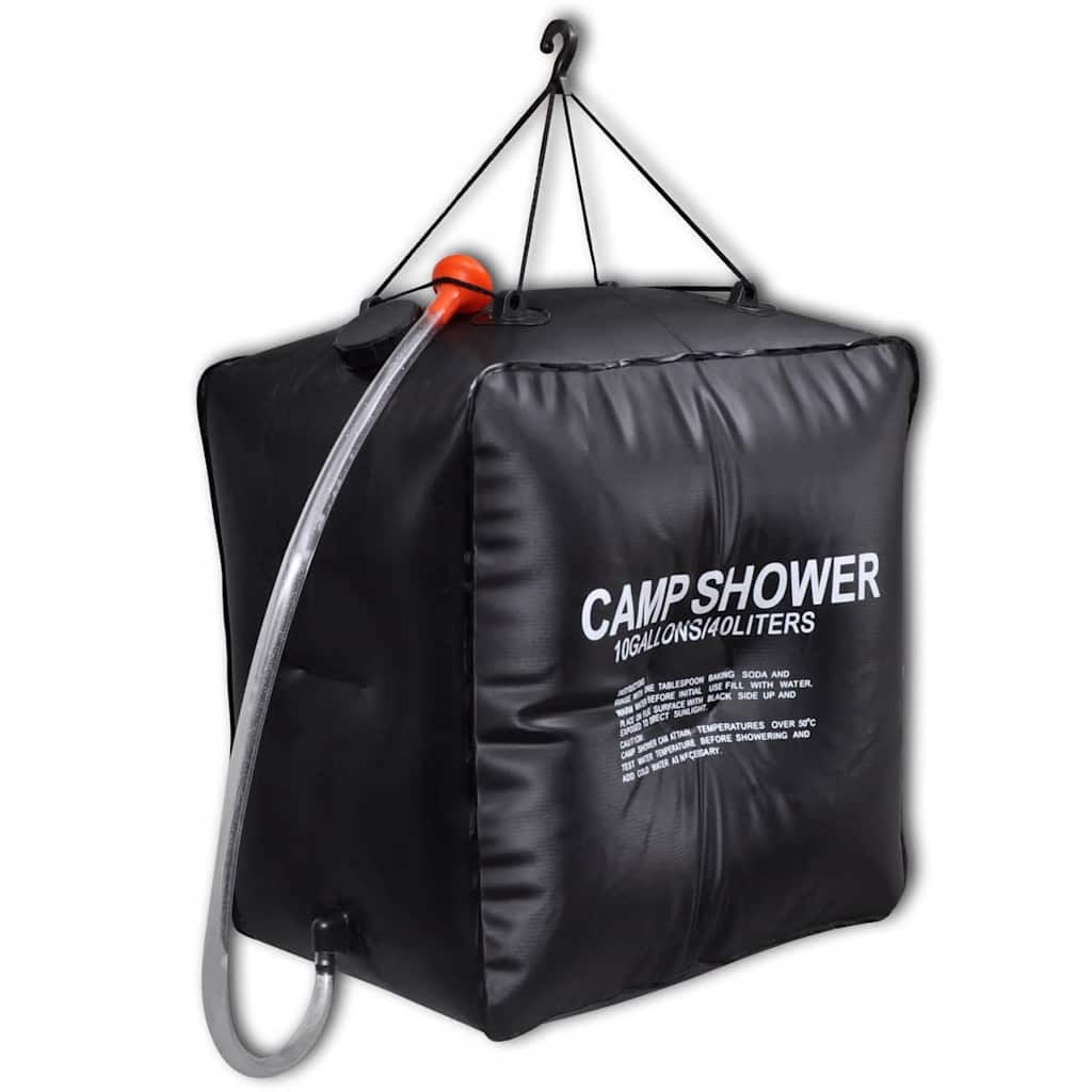 vidaXL Camp Shower Solar Shower Outdoor Bath 40 L - Black - 40 x 40 x 24 cm