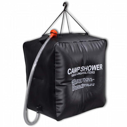 vidaXL Camp Shower Solar Shower Outdoor Bath 40 L - Black - 40 x 40 x 24 cm
