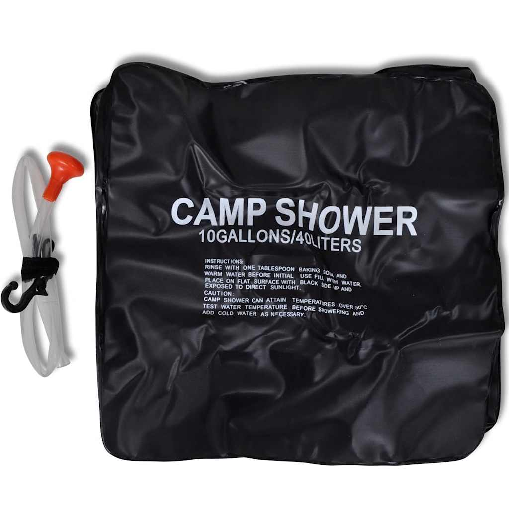 vidaXL Camp Shower Solar Shower Outdoor Bath 40 L - Black - 40 x 40 x 24 cm