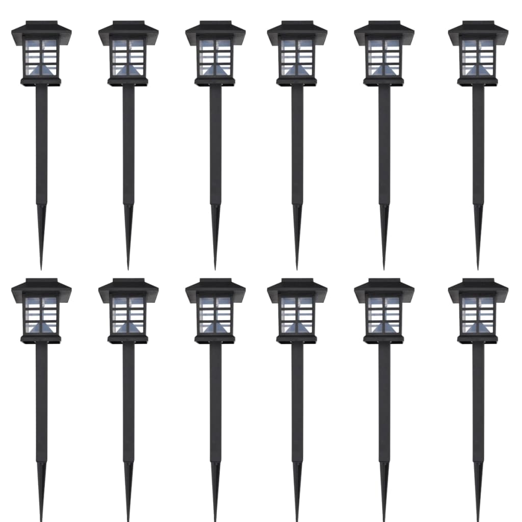 Outdoor Solar Lamp LED Light 12 pcs Spike 8.6 x 8.6 x 38 cm - Black