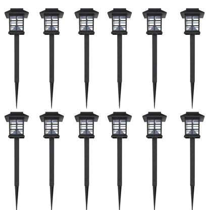 Outdoor Solar Lamp LED Light 12 pcs Spike 8.6 x 8.6 x 38 cm - Black