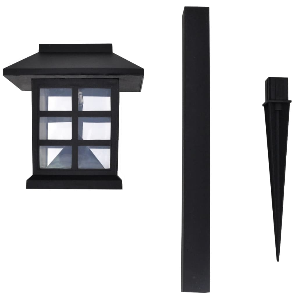 Outdoor Solar Lamp LED Light 12 pcs Spike 8.6 x 8.6 x 38 cm - Black