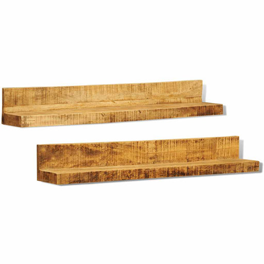 241088 vidaXL Display Shelf 2 pcs Solid Wood Wall-Mounted - Brown - 110 x 16 x 16 cm