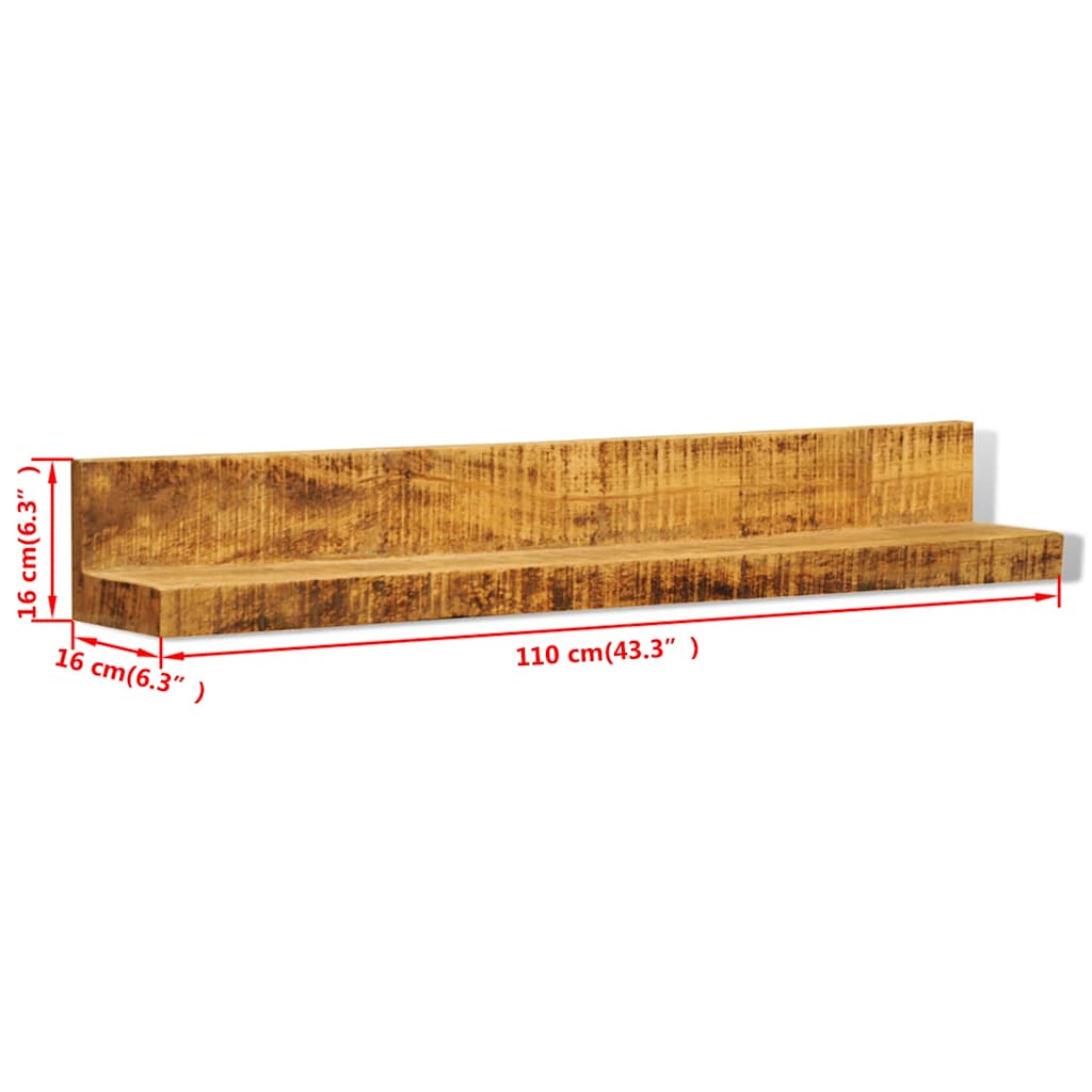 241088 vidaXL Display Shelf 2 pcs Solid Wood Wall-Mounted - Brown - 110 x 16 x 16 cm