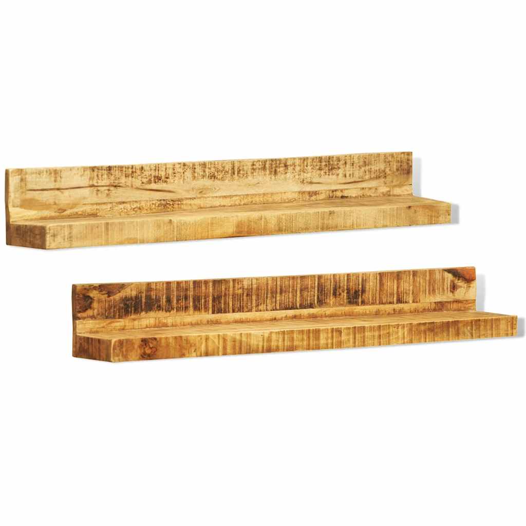 241088 vidaXL Display Shelf 2 pcs Solid Wood Wall-Mounted - Brown - 110 x 16 x 16 cm