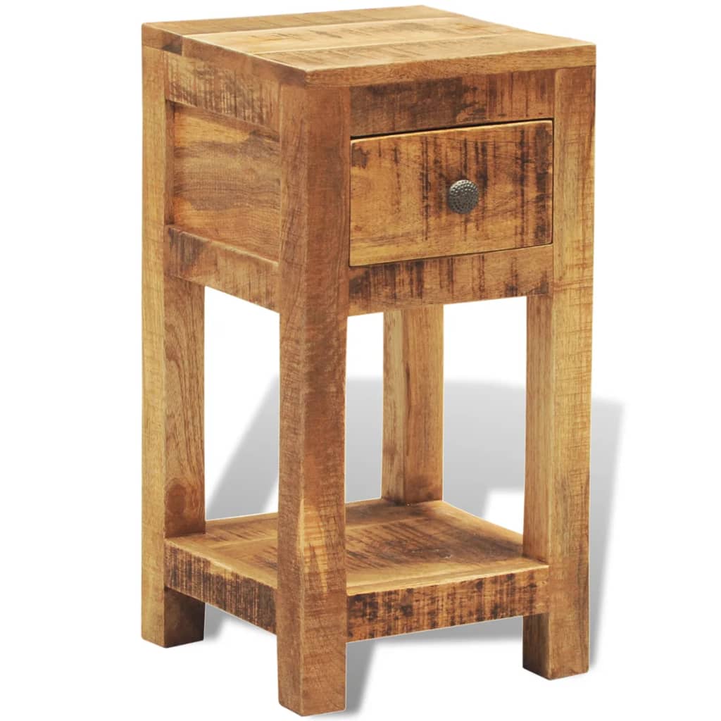 vidaXL Nightstand with 1 Drawer Solid Mango Wood - Brown - 30 x 30 x 58 cm