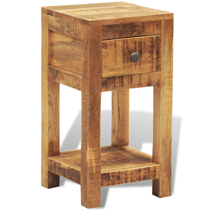 vidaXL Nightstand with 1 Drawer Solid Mango Wood - Brown - 30 x 30 x 58 cm