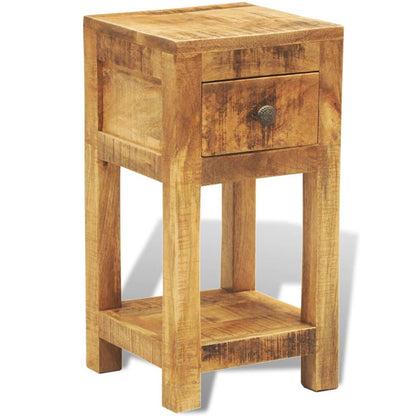 vidaXL Nightstand with 1 Drawer Solid Mango Wood - Brown - 30 x 30 x 58 cm