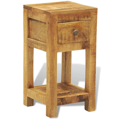 vidaXL Nightstand with 1 Drawer Solid Mango Wood - Brown - 30 x 30 x 58 cm