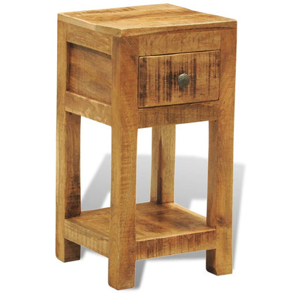 vidaXL Nightstand with 1 Drawer Solid Mango Wood - Brown - 30 x 30 x 58 cm