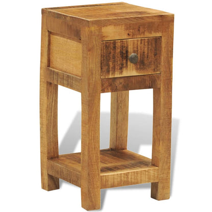 vidaXL Nightstand with 1 Drawer Solid Mango Wood - Brown - 30 x 30 x 58 cm