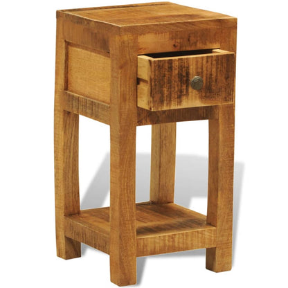 vidaXL Nightstand with 1 Drawer Solid Mango Wood - Brown - 30 x 30 x 58 cm
