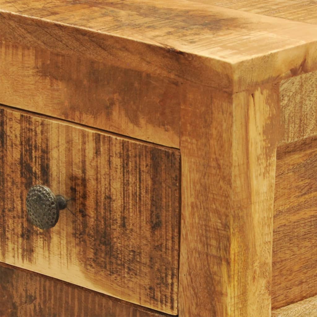 vidaXL Nightstand with 1 Drawer Solid Mango Wood - Brown - 30 x 30 x 58 cm