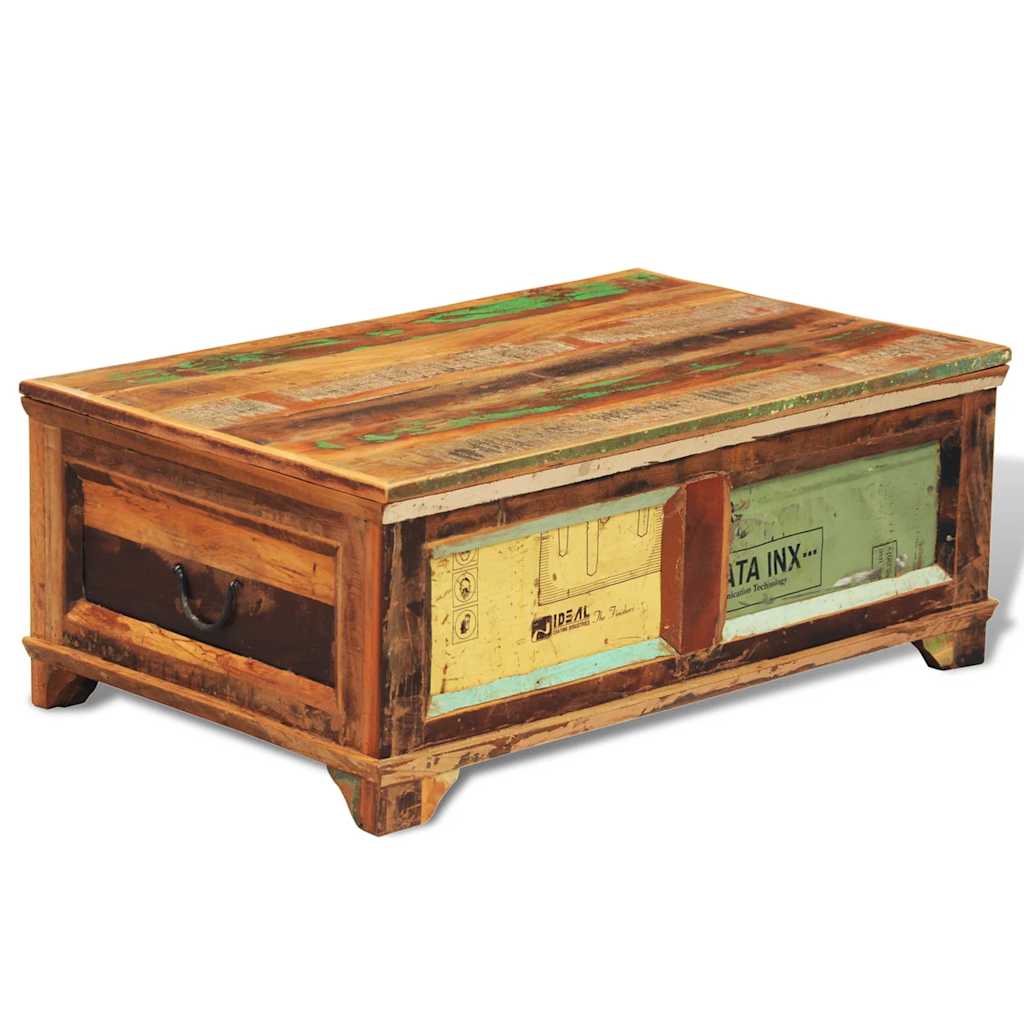 vidaXL Coffee Table with Storage Vintage Reclaimed Wood - Brown - 85 x 50 x 35 cm