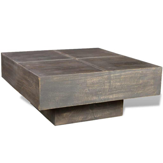 vidaXL Coffee Table Dark Brown Square Solid Mango Wood - 68 x 68 x 28 cm