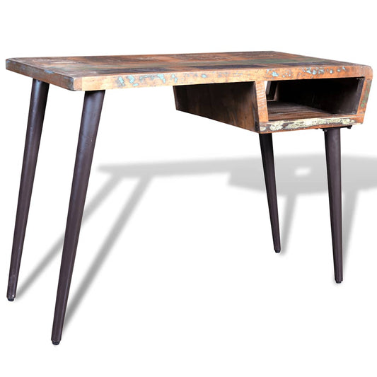 241138 Reclaimed Wood Desk with Iron Legs - Multicolour - 110 x 50 x 80 cm